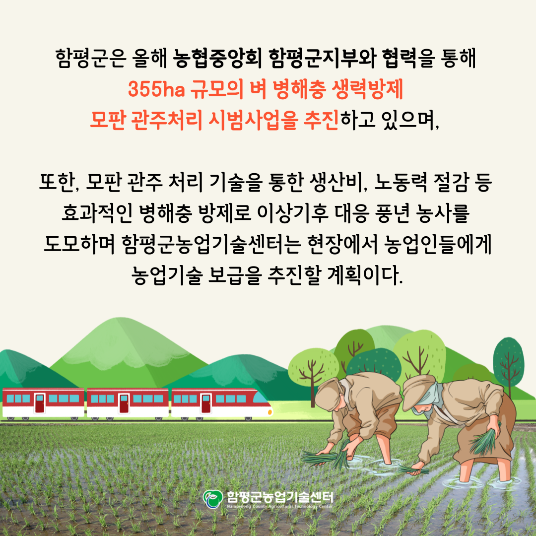 함평군 벼 병해충 생력방제 모판 관주처리 현장연시회 개최